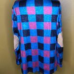Cardigan Blue Pink Plaid Elbow Patch New M Size M Photo 1