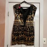 Pookie & Sebastian #121 BLACK & GOLD SEQUIN DRESS LARGE Photo 2