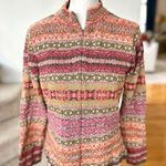 Talbots Vintage 90s  Pink Yellow Fair Isle Full Zip Long Sleeve Sweater Photo 0