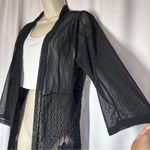 Kimono Cardigan Lace Cover Up One Size Black Mesh Boho 3/4 Sleeve Whimsigoth Photo 6