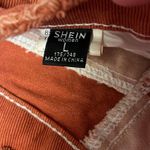SheIn Half & Half Denim Shorts Burnt Orange Photo 2