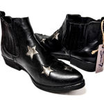 Seven7 NEW - Western Style Chelsea Metallics Star-Embellished Black Ankle Boots Booties Photo 0