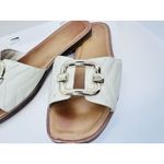 ALDO  Qelajar Slide Sandals Women's Size 6 Off White With Gold Buckle Classic Min Photo 2