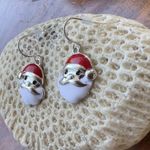 Handmade Santa Claus Earrings Chrismas Jewelry Dangle Hooks 1.25" L Shin… Photo 10