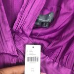 Anthropologie NWT  Deep V-Neck Vibrant Mini Dress Size 14 Purple Satin Flowy Photo 4