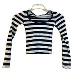 J.Crew  Navy Blue Striped Scoop Neck Top Photo 0