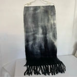 Steve Madden Tie Dyed Scarf Fringe Super Soft Long Scarf Black Gray Fleece Photo 4