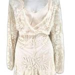 Venus  lace overlay long sleeve cream romper playsuit jumpsuit size XL Photo 9