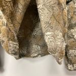 Lonergan Leaves Pattern Teddy Button Up Jacket Brown Beige Women's Medium Photo 3