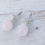 Vintage Stud Earrings Retro Light Pink Frosted Ball Small & Dainty Photo 2