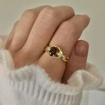 Boutique NWT Pear Garnet Gold Promise Engagement Ring “Scarlette” Red Coffin Teardrop Jewelry Photo 2