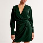 Abercrombie & Fitch  Long-Sleeve Draped Mini Dress Dark Green Photo 1