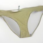 Aerie Yellow White Striped Bikini Bottoms Women’s Size L Ribbed High Leg Swim Photo 0