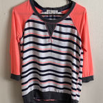 Jolt Coral and Gray Striped Long Sleeve Top Photo 0