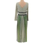 Vintage 70s Mary Martin Florida Geometric Maxi Dress Womens Mod Op Art Size 14 Green Photo 1
