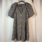 ZARA  Black and White Buffalo Plaid Gingham Puff Sleeve Dress Medium Photo 3