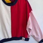 Tommy Hilfiger  Denim Colorblock Sweatshirt XS Oversized Fit Retro Pullover Photo 4