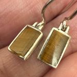 Vintage SU 925 Sterling Silver Tigers Eye Small Dangling Earrings 1.7g. Photo 9