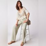 Free People  Falling Out Straight Leg Trouser in Alfalfa Size 4 Photo 3