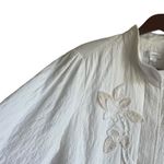 CJ Banks Women Quilted Jacket 2X Ivory Frayed Flower Applique' Shabby Chic Photo 7
