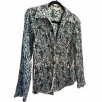 Vince  Blooms Blouse Top Green Blue Print Pleated Size small Photo 8