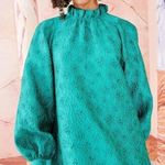 Ulla Johnson Emilia Dress in Turquoise Size 0 Textured Mock Neck Mini Dress Photo 1