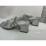 Croft & Barrow Womans Promptly Slip On Sandals 8 M Silver Strappy Open Toe Heel Photo 3