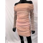 Ruched Bodycon Dress‎ Off Shoulder Long Sleeve Party Cocktail Pink Small size Photo 1