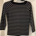 Apostrophe  black and white striped stretch fitted top size S (6-8) LIKE NEW Photo 1