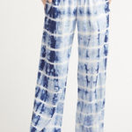 Anthropologie CLOTH & STONE ANTHRO Tie Dye Wide Leg Pant Blue White Pull On Boho Photo 0