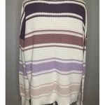Aeropostale  Ribbed Sweater Small Pullover Cream Purple Oversized Cozy Photo 4