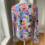 Caribbean Joe  Rainbow Multi Color Graphic Print Rusch Side Rash Guard Coverup M Photo 2