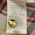 Penelope Long Sleeve Plaid Pattern Lightweight Top Cream Neon Coral Black Medium Photo 8