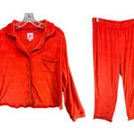 Juicy Couture Velvet Pajama Set Top & Pants Large Red Velour Embossed Logo Cozy Photo 0