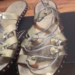 J.Crew  studded metallic‎ gold lace up gladiator sandals women’s size 7 Photo 8