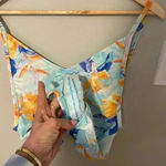 Xhilaration  TROPICAL SCOOP BACK HIGH HIP ONE PIECE FLORAL SWIMSUIT, BLUE… Photo 9