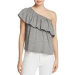 Current/Elliott ‎ Gray Convertible Off the Shoulder One Shoulder Ruffle Top Photo 1
