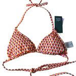 Wild Fable  Women's Geometric Print Ribbed Triangle Bikini Top - Size XXS - NWT Photo 0