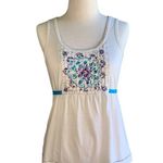 Anthropologie Tank Top Tee Shirt Womens Ivory Colorful Basket Weave Weaved Small Photo 10