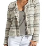 IRO XS Lizzie Tweed Boucle Distressed Black and Cream Zip Up Blazer Jacket Photo 0