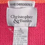 Christopher & Banks  Pink Colorful Embroidered Umbrella Front Zip Cardigan Photo 3