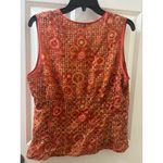 Etcetera  Silk Sleeveless Blouse Size 14 orange abstract pattern v neck Photo 8