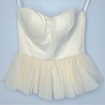 Mable Princess Diaries Strapless Tulle Contrast Peplum Top Cream Size S New Photo 0