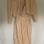 Rina Di Montella silk vtg sz 6 pastel cream prom dress padded shoulder jacket Orange Photo 0