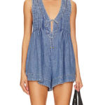 Free People Webster Denim Romper XS Photo 0