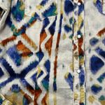 Tin Haul  Shirt Womens Large Cowgirl Pearl Snap Cream Blue Red Western Rodeo Photo 6