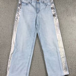 American Eagle Stovepipe Jeans Women 4 Short Wide Leg Stretch Light Wash Denim Photo 0