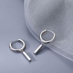 925 Silver Plated Unisex Hip Hop Dangle Drop Earrings for Men Women Photo 1