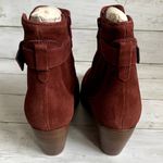 NWT Diba Women's Sleek Suede Bootie in Burgundy Red Gold Hardware Size 7.5 Photo 4