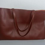 Vince Camuto Brown Vegan Pebbled Leather Black Line Detail Tote Bag 17.5 x 12 in Photo 3